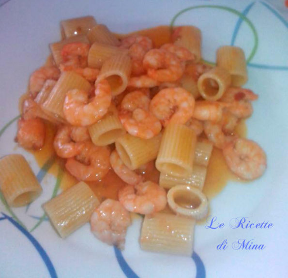 mezze maniche con gamberetti light