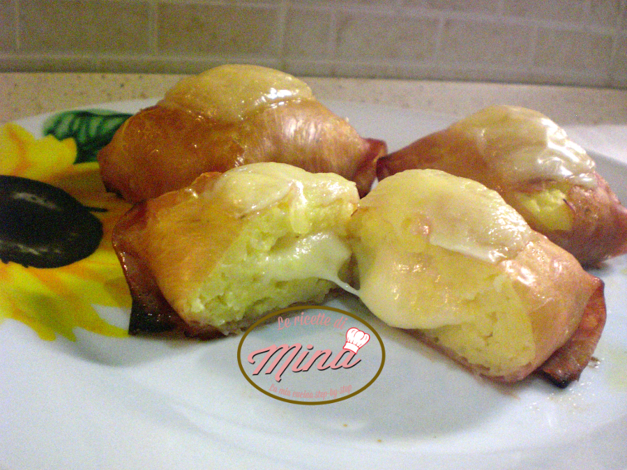 Fagottini filanti patate cotto e formaggio