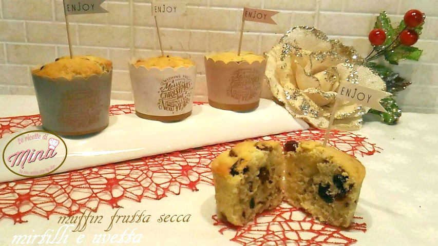 Muffin frutta secca mirtilli e uvetta