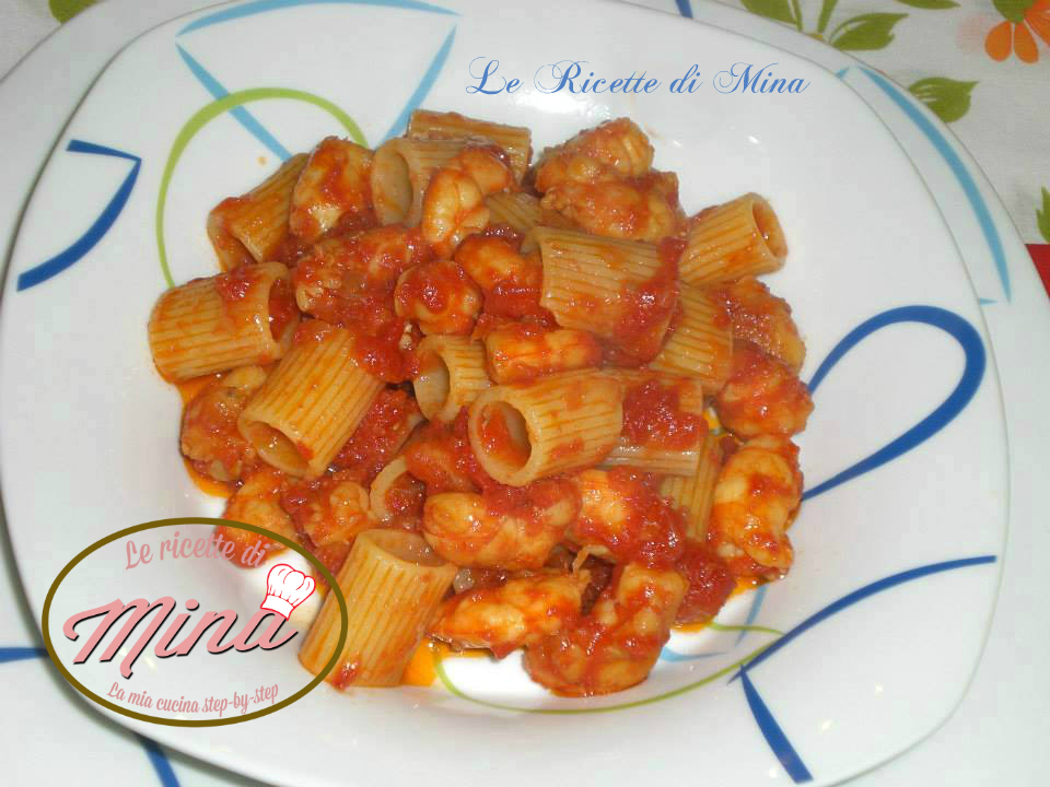 Mezze maniche con gamberoni