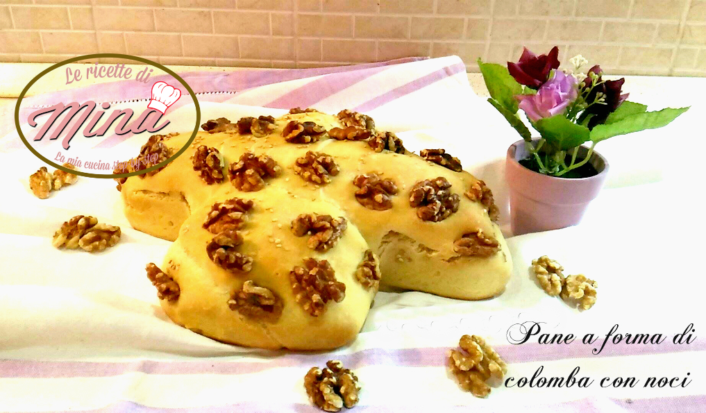 Pane a forma di colomba con noci