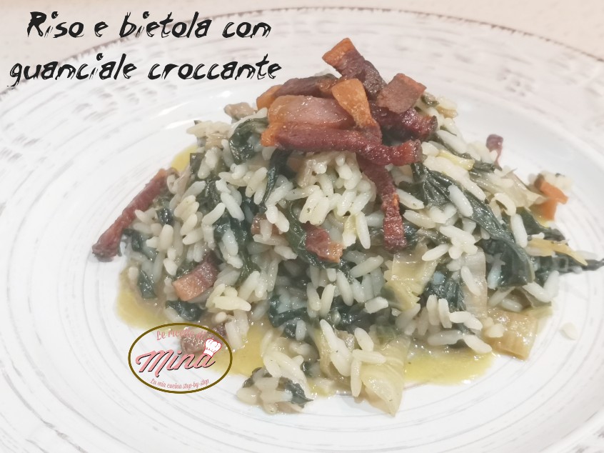 Riso e bietola con guanciale croccante