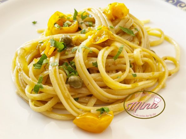 Linguine con pomodorini gialli