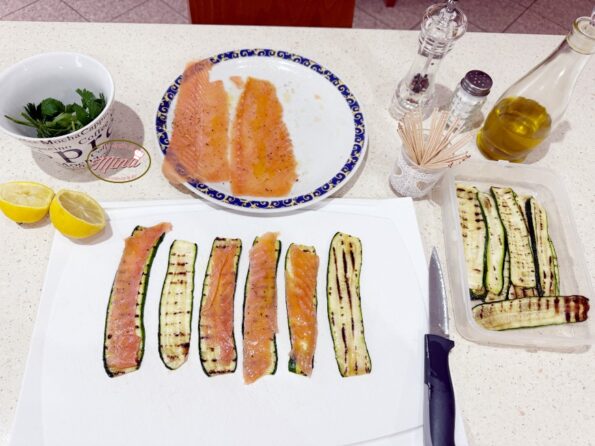 Zucchine grigliate con salmone